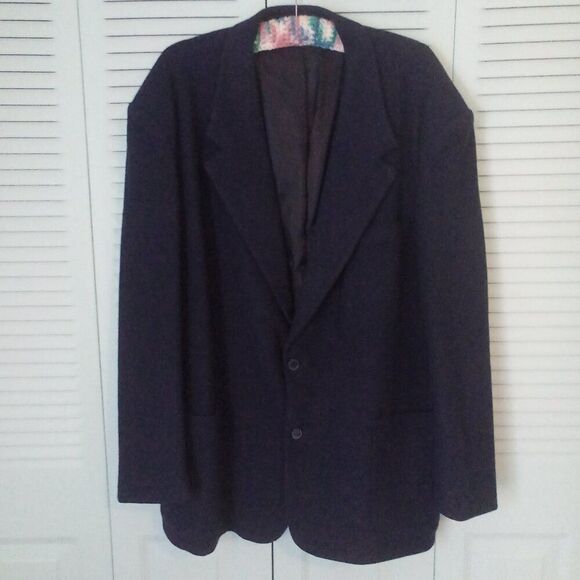 7 COLLECTION 46L NAVY 100% WOOL FULLY LINED 2-BUTTON SINGLE BREASTED JACKET SUIT - Picture 1 of 11